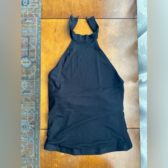 Dynamite Black Ribbed Halter Top w/ Tie Back - Picture 3 of 6